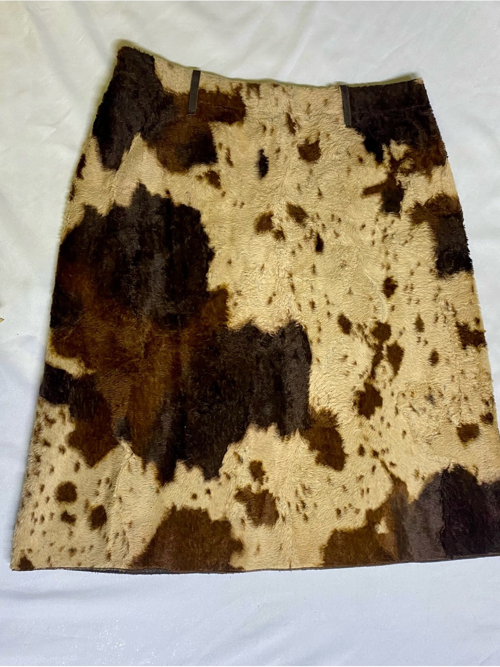 Rozae Nichols Brown and Cream faux Cowhide-Pattern A-Line Skirt